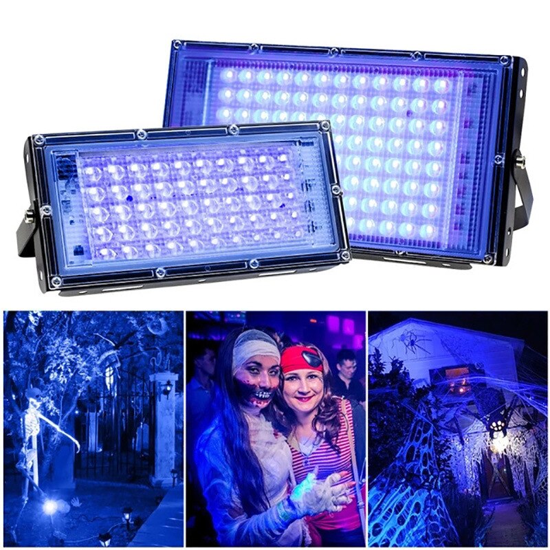 395nm UV 램프 UV 콜로이드 경화 램프, 100W EU 플러그 투광 조명 형광 파티 무대 조명 블랙 라이트 극장 공연 조명